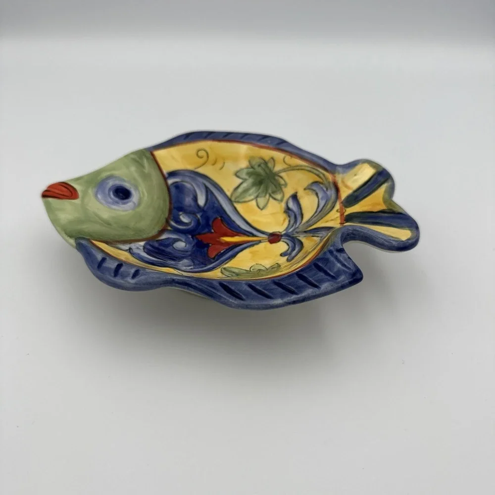 Vintage Hand painted Fish Trinket Holder